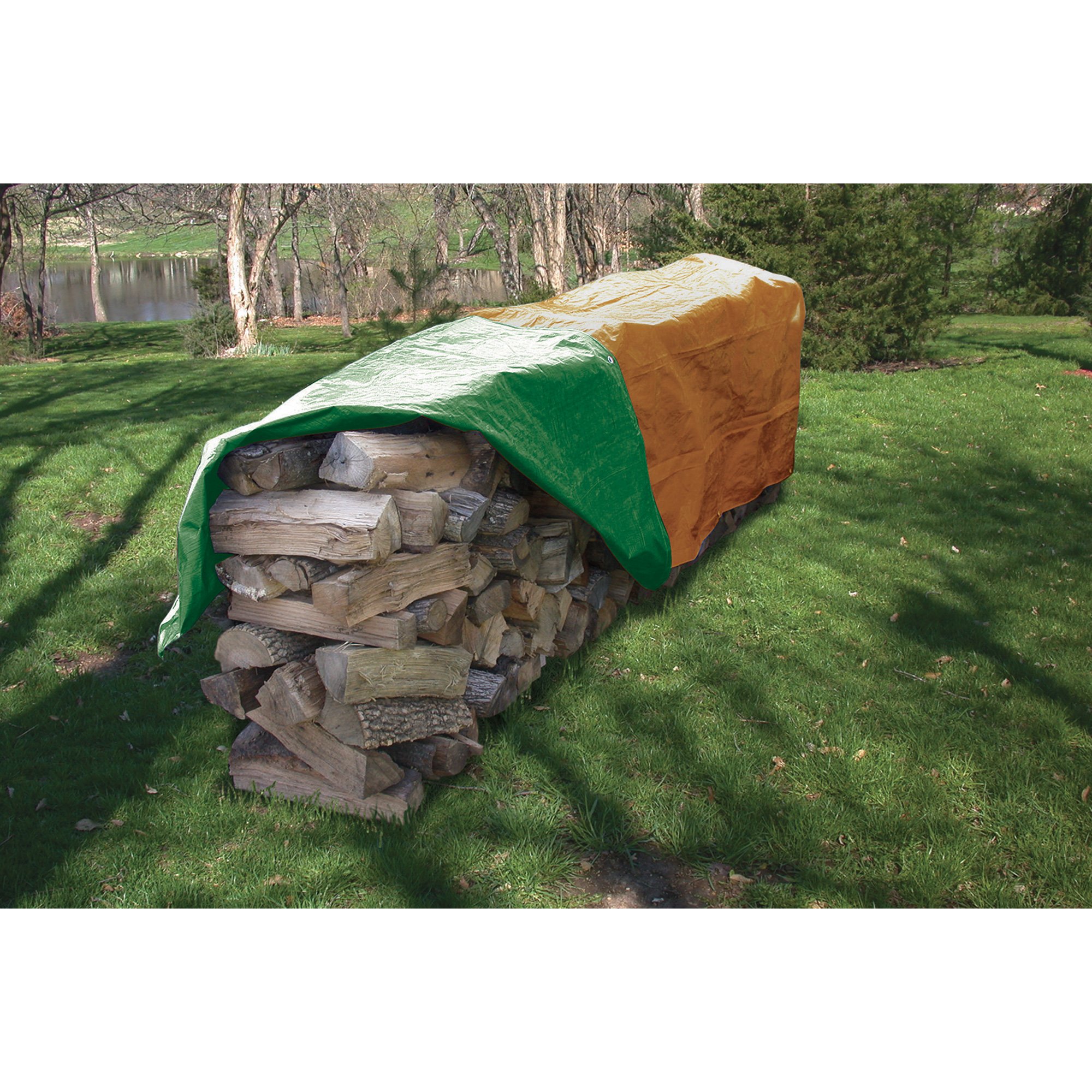 WelBilt Wood Pile Tarp — 4ft. x 18ft., Green//Brown Northern Tool